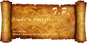 Topán Patrik névjegykártya